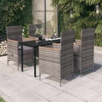 ARDEBO.de - 5-tlg. Garten-Essgruppe mit Kissen Grau