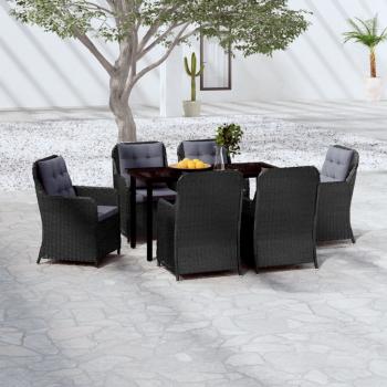 ARDEBO.de - 7-tlg. Garten-Essgruppe Schwarz