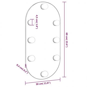 Spiegel mit LED-Leuchten 60x30 cm Glas Oval