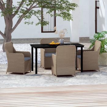 ARDEBO.de - 5-tlg. Garten-Essgruppe mit Kissen Braun
