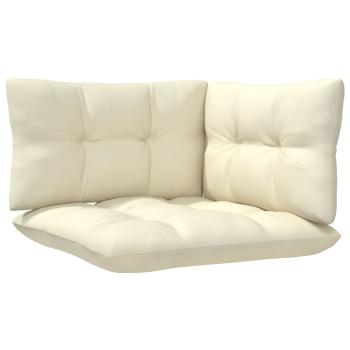 5-tlg. Garten-Lounge-Set mit Creme Kissen Kiefernholz