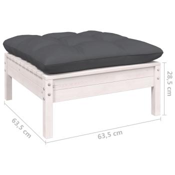 8-tlg. Garten-Lounge-Set mit Kissen Weiß Kiefer Massivholz