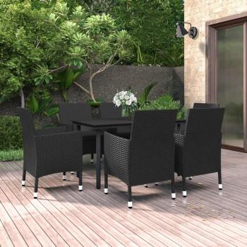 ARDEBO.de - 7-tlg. Garten-Essgruppe mit Auflagen Poly Rattan und Glas