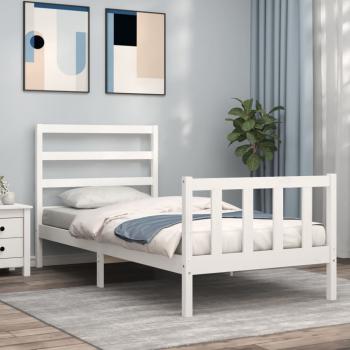 ARDEBO.de - Massivholzbett mit Kopfteil Weiß 90x190 cm