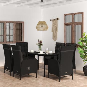 ARDEBO.de - 7-tlg. Garten-Essgruppe mit Kissen Schwarz