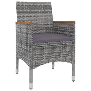 3-tlg. Garten-Essgruppe mit Auflagen Poly Rattan und Glas