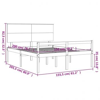 Seniorenbett mit Kopfteil Weiß Kingsize Massivholz