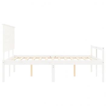 Seniorenbett mit Kopfteil Weiß Kingsize Massivholz