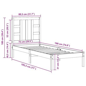 Massivholzbett 75x190 cm