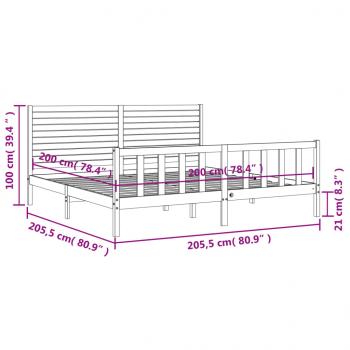 Massivholzbett mit Kopfteil 200x200 cm