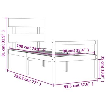 Seniorenbett mit Kopfteil Massivholz
