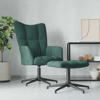 ARDEBO.de - Relaxsessel mit Hocker Dunkelgrün Samt