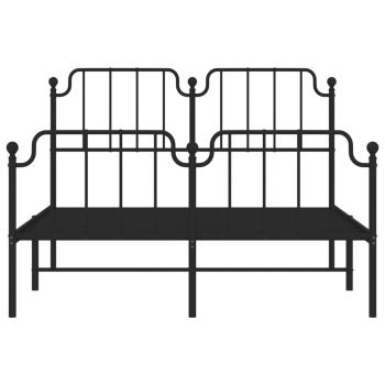 Bettgestell mit Kopf- und Fußteil Metall Schwarz 150x200 cm