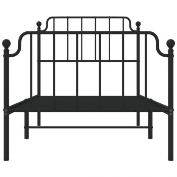 Bettgestell mit Kopf- und Fußteil Metall Schwarz 90x200 cm