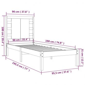 Massivholzbett 90x190 cm