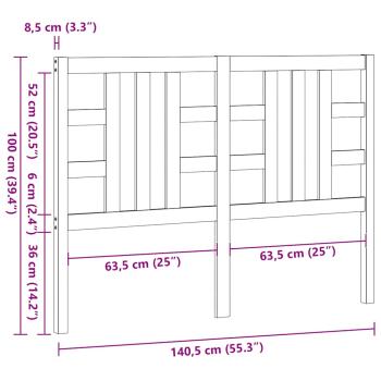 Kopfteil 141x4x100 cm Massivholz Kiefer