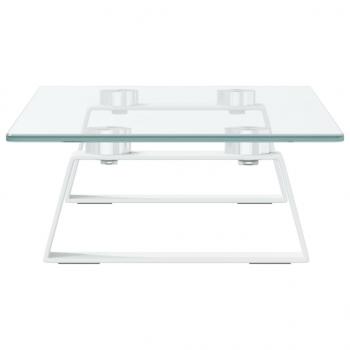 Monitorständer Weiß 40x20x8 cm Hartglas und Metall