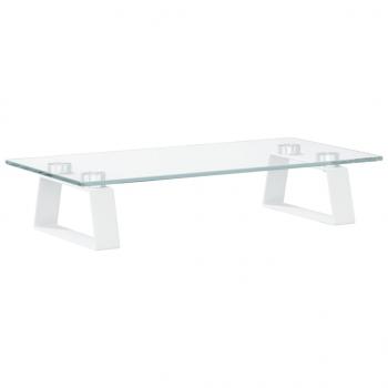 Monitorständer Weiß 40x20x8 cm Hartglas und Metall