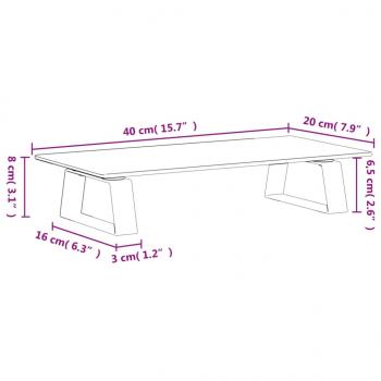 Monitorständer Weiß 40x20x8 cm Hartglas und Metall