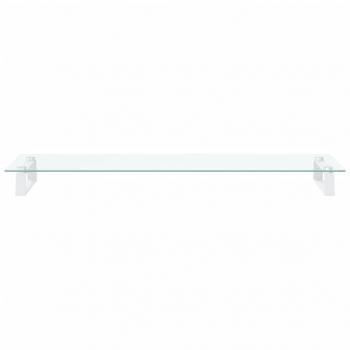 Monitorständer Weiß 100x35x8 cm Hartglas und Metall
