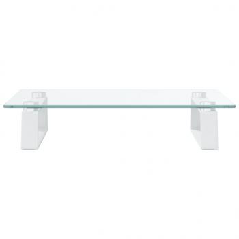Monitorständer Weiß 40x35x8 cm Hartglas und Metall