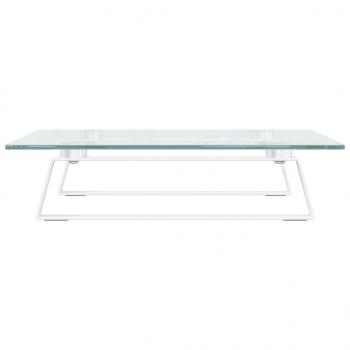 Monitorständer Weiß 40x35x8 cm Hartglas und Metall