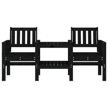 Gartenbank mit Tisch 2-Sitzer Schwarz Massivholz Kiefer