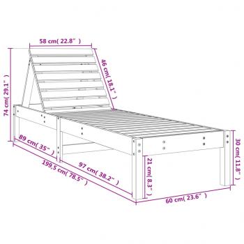 Sonnenliegen 2 Stk. mit Tisch Weiß Massivholz Kiefer