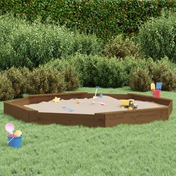 ARDEBO.de - Sandkasten mit Sitzen Honigbraun Achteck Massivholz Kiefer