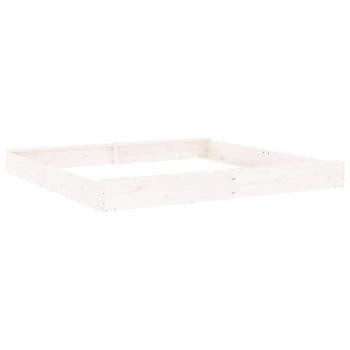 Sandkasten mit Sitzen Weiß Quadratisch Massivholz Kiefer