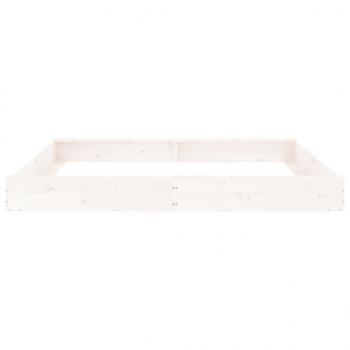 Sandkasten mit Sitzen Weiß Quadratisch Massivholz Kiefer