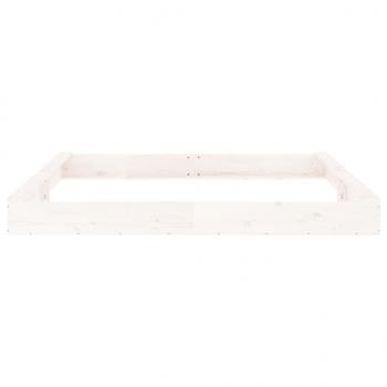 Sandkasten mit Sitzen Weiß Quadratisch Massivholz Kiefer