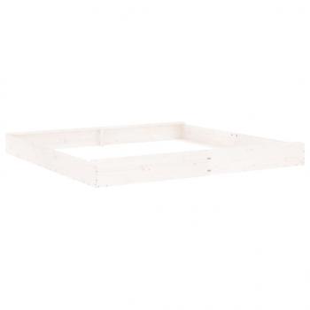 Sandkasten mit Sitzen Weiß Quadratisch Massivholz Kiefer