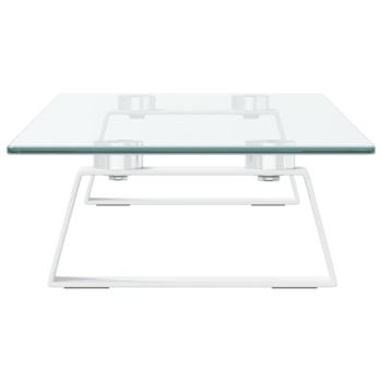 Monitorständer Weiß 60x20x8 cm Hartglas und Metall