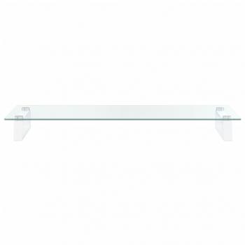 Monitorständer Weiß 80x35x8 cm Hartglas und Metall
