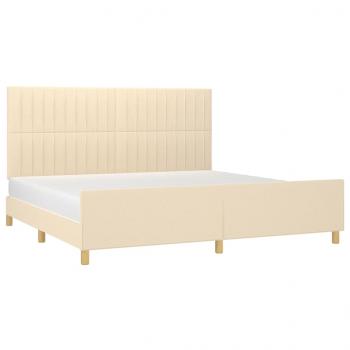 Bettgestell mit Kopfteil Creme 200x200 cm Stoff