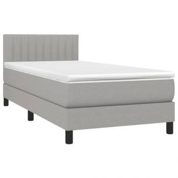 Boxspringbett mit Matratze Hellgrau 80x200 cm Stoff