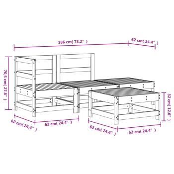 4-tlg. Garten-Lounge-Set Massivholz Kiefer