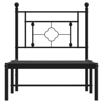Bettgestell mit Kopfteil Metall Schwarz 75x190 cm