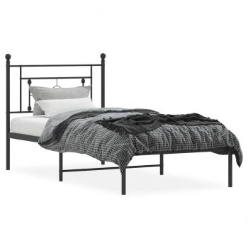 ARDEBO.de - Bettgestell mit Kopfteil Metall Schwarz 100x200 cm