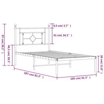 Bettgestell mit Kopfteil Metall Schwarz 100x200 cm