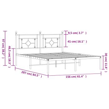 Bettgestell mit Kopfteil Metall Schwarz 150x200 cm