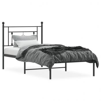 Bettgestell mit Kopfteil Metall Schwarz 90x190 cm