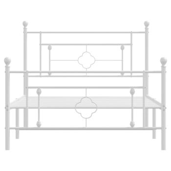 Bettgestell mit Kopf- und Fußteil Metall Weiß 107x203 cm