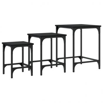 Satztische 3 Stk. Schwarz Holzwerkstoff