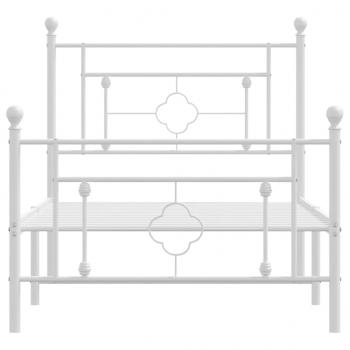 Bettgestell mit Kopf- und Fußteil Metall Weiß 90x190 cm
