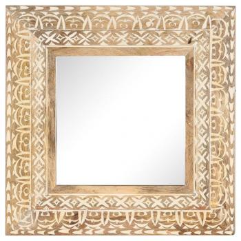 Spiegel Handgeschnitzt 50x50x2,6 cm Massivholz Mango