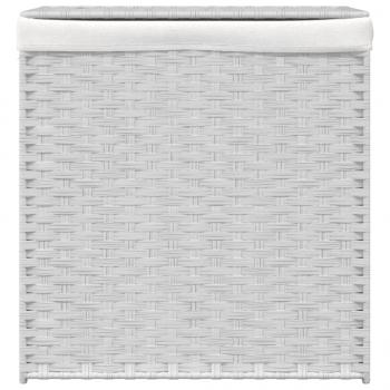 Wäschekorb mit 2 Fächern Weiß 53x35x57 cm Poly Rattan
