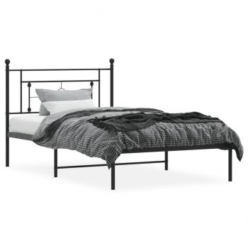 ARDEBO.de - Bettgestell mit Kopfteil Metall Schwarz 107x203 cm