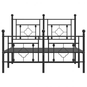 Bettgestell mit Kopf- und Fußteil Metall Schwarz 120x190 cm